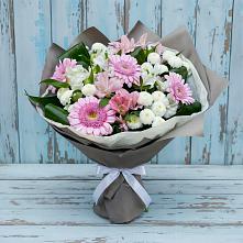 Букет цветов из:  Герберы, Альстромерии и Хризантемы #REPLACE_PRED# Зуевке