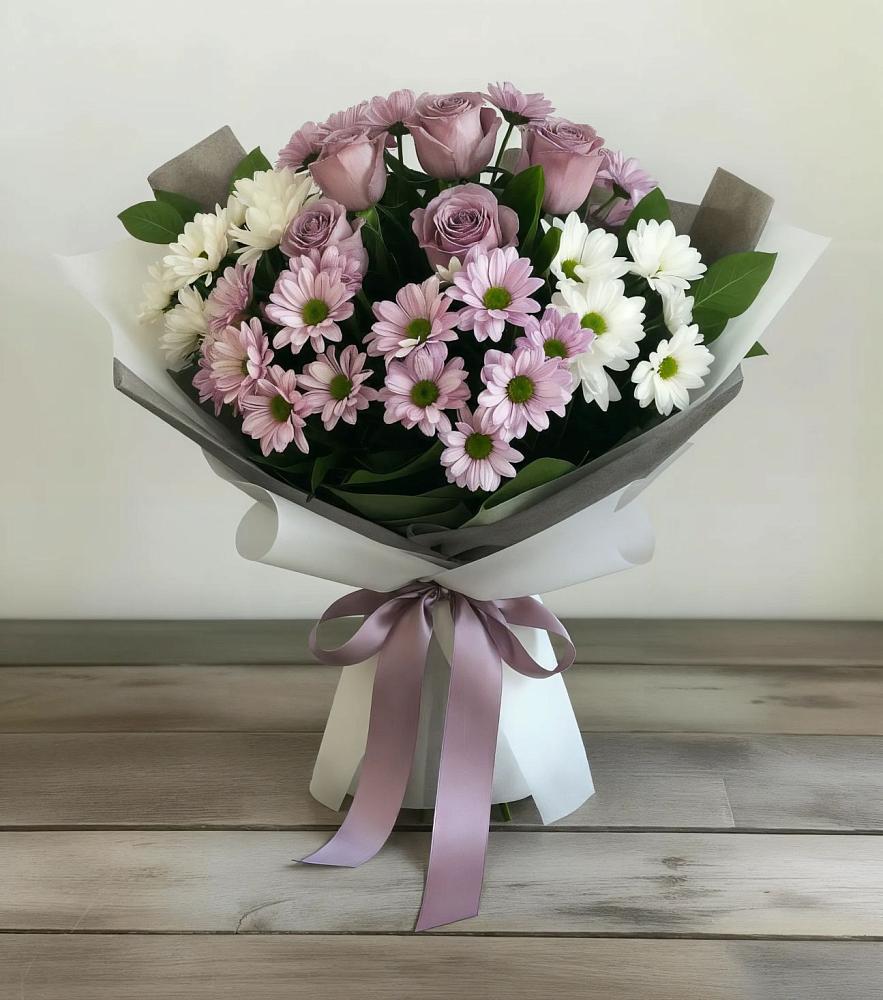Букет цветов из: Хризантемы и Розы в Зуевке