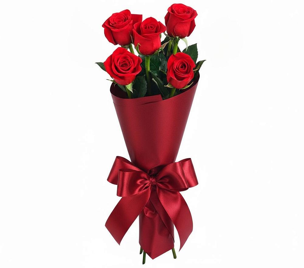 Букет 5 Красных роз Эдлесс Лав в Зуевке