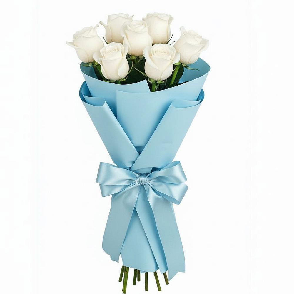 Букет 7 белых роз Проуд в Зуевке