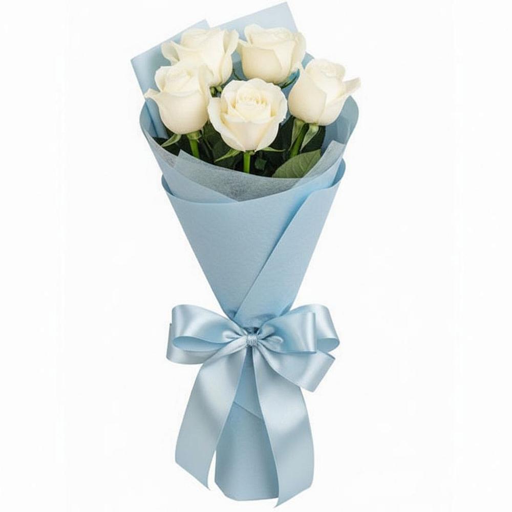 Букет 5 Белых роз Проуд в Зуевке