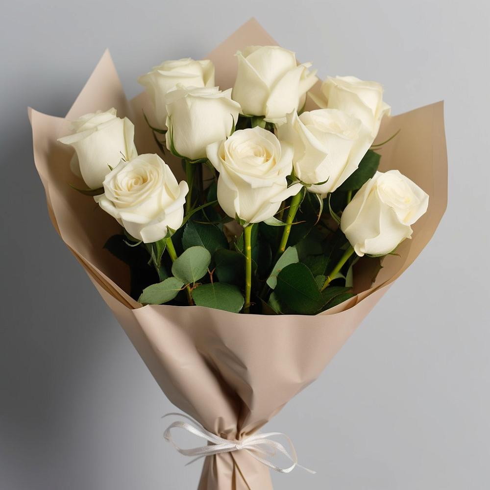 Букет 9 Белых роз Эдлесс Лав в Зуевке