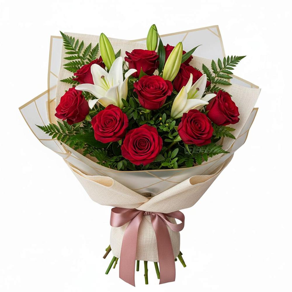 Букет цветов из: Лилии и Розы в Зуевке