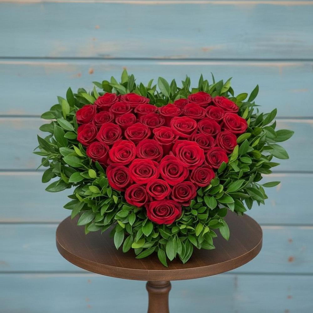 Цветочная композиция из Розы в виде сердца в Зуевке