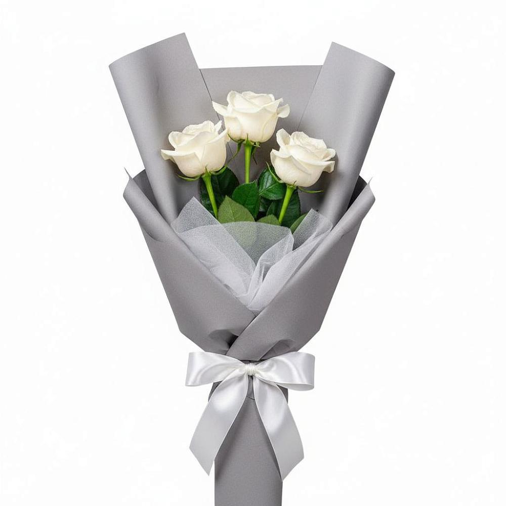 Букет 3 белые розы в Зуевке