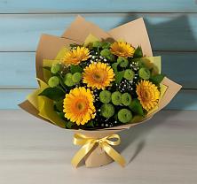 Букет цветов из:  Герберы и Хризантемы #REPLACE_PRED# Зуевке