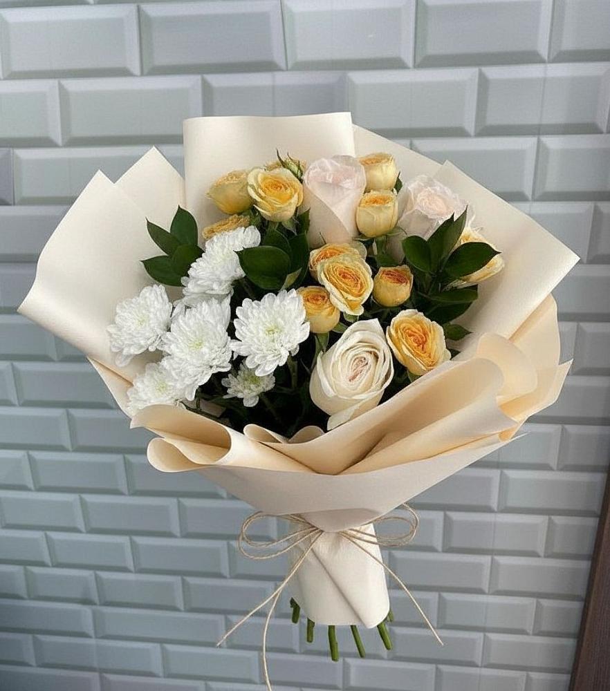 Букет цветов из: Розы и Хризантемы в Зуевке