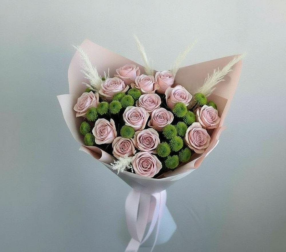 Букет цветов из: Розы и Хризантемы в Зуевке