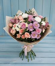 Букет цветов из:  Хризантемы, Розы и Альстромерии в Зуевке