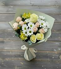 Букет цветов из:  Альстромерии, Розы и Хризантемы в Зуевке